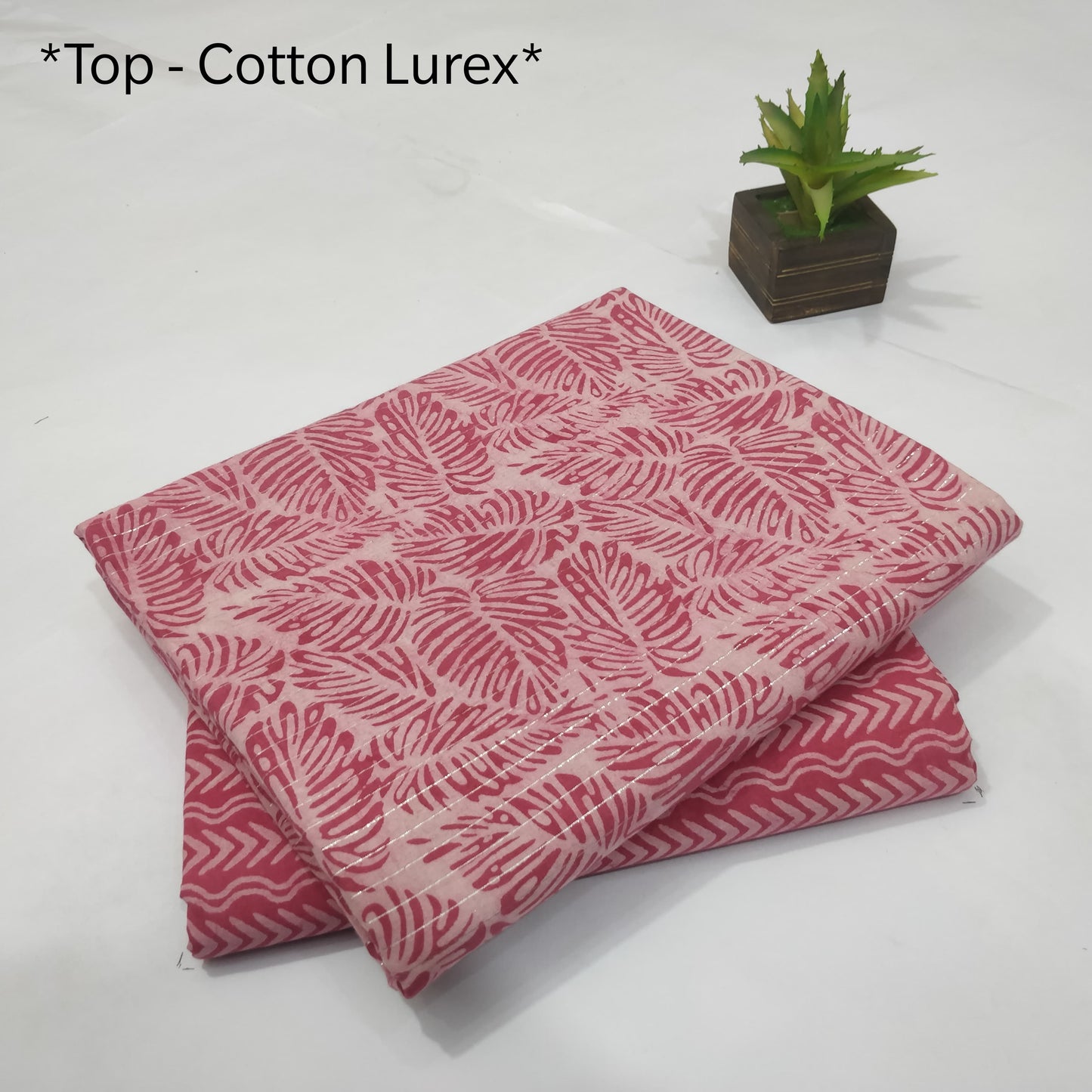 Pure Cotton Handblock Printed Lurex 2PC Top-Bottom Set