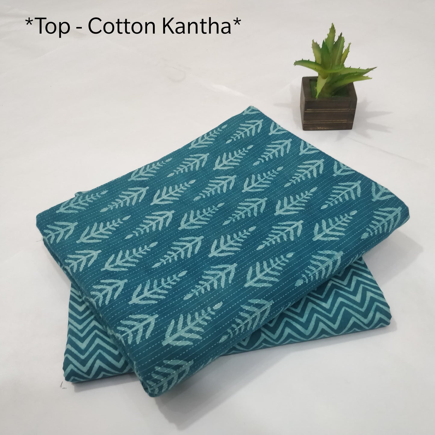 Pure Cotton Kantha Handblock Printed 2PC Top-Bottom Set