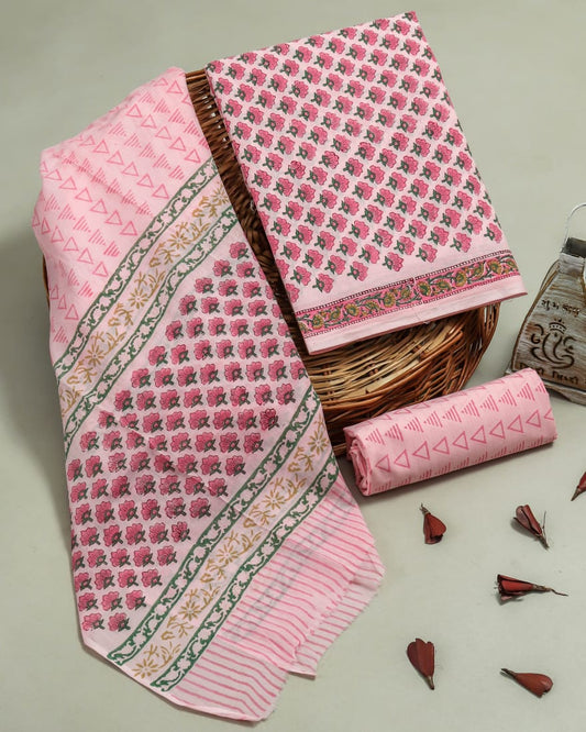 Pure Soft Cotton Hand Block Printed Cotton Suit Set