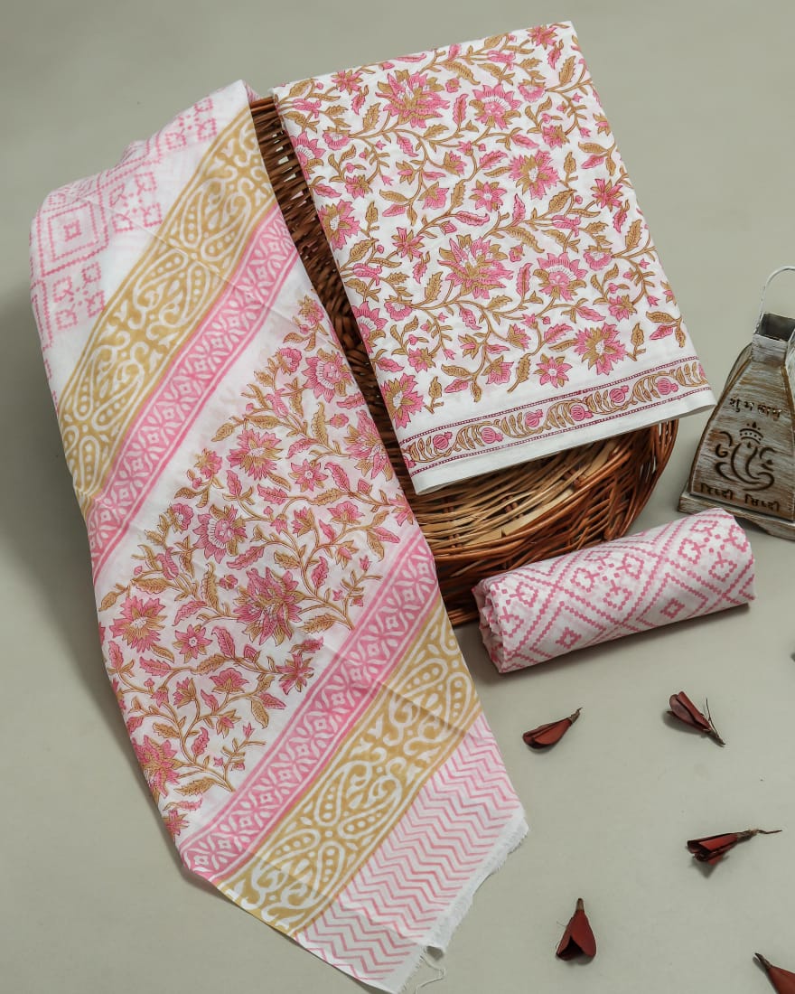 Pure Soft Cotton Hand Block Printed Cotton Suit Set