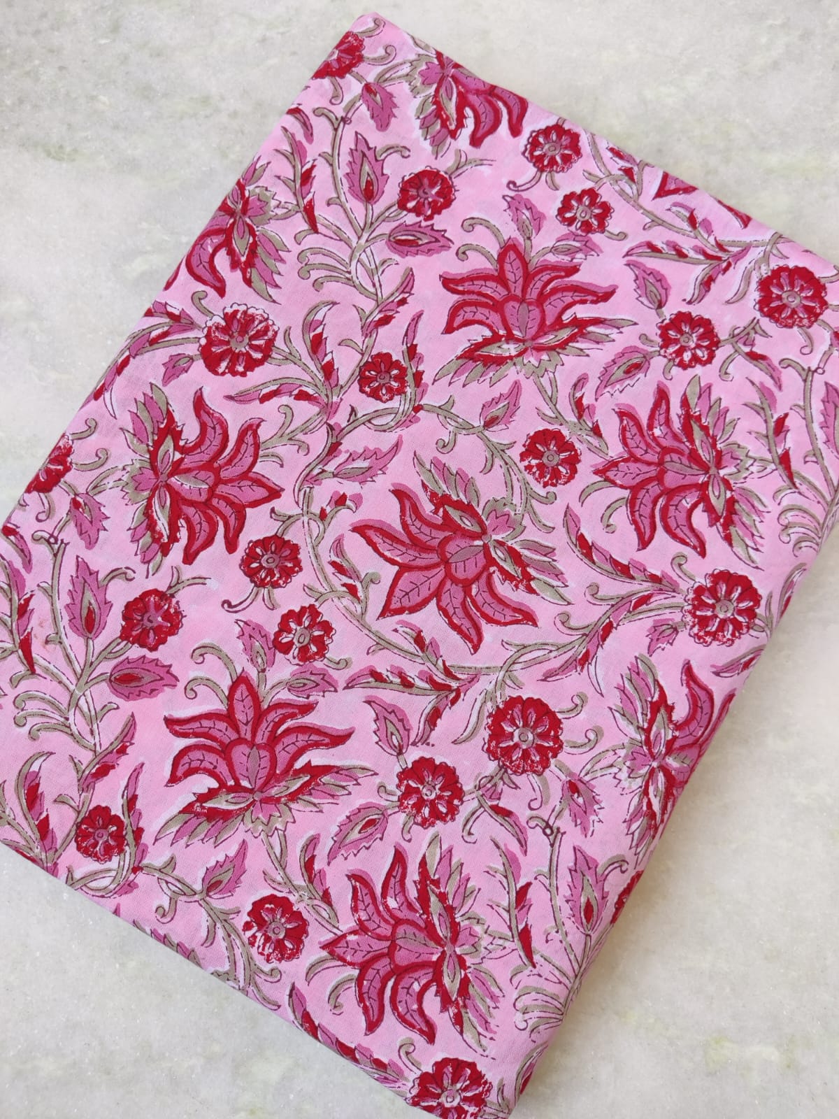 (Pre-cut 1m) Pure Soft Cotton Hand Block Printed Fabric