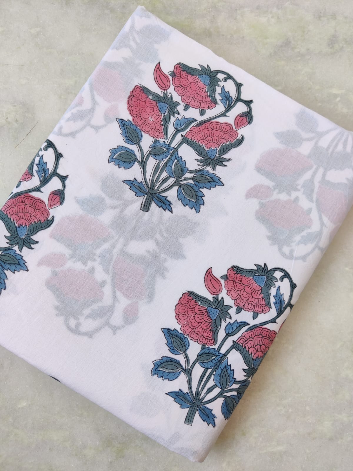 (Pre-cut 1.50m) Pure Soft Cotton Hand Block Printed Fabric