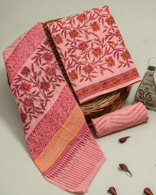 Pure Soft Cotton Hand Block Printed Cotton Suit Set