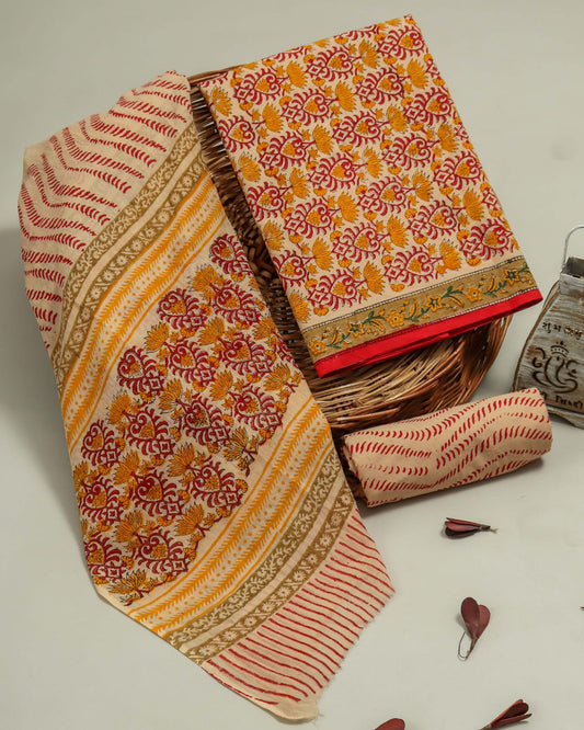 Pure Soft Cotton Hand Block Printed Cotton Suit Set