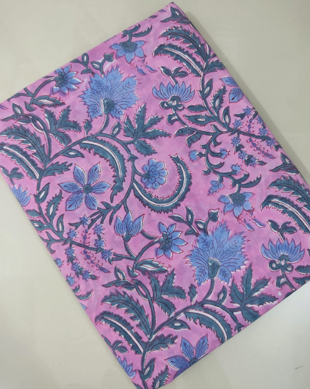 (1m) Pure Soft Cotton Hand Block Printed Pre-cut Fabric