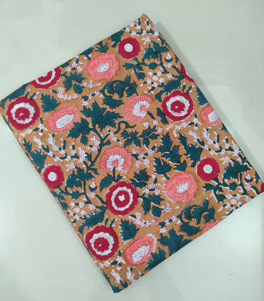 Pure Soft Cotton Handblock Printed Fabric