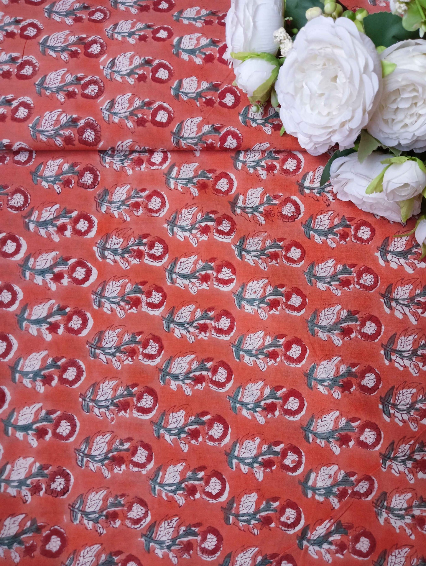 Pure Soft Cotton Handblock Printed Fabric