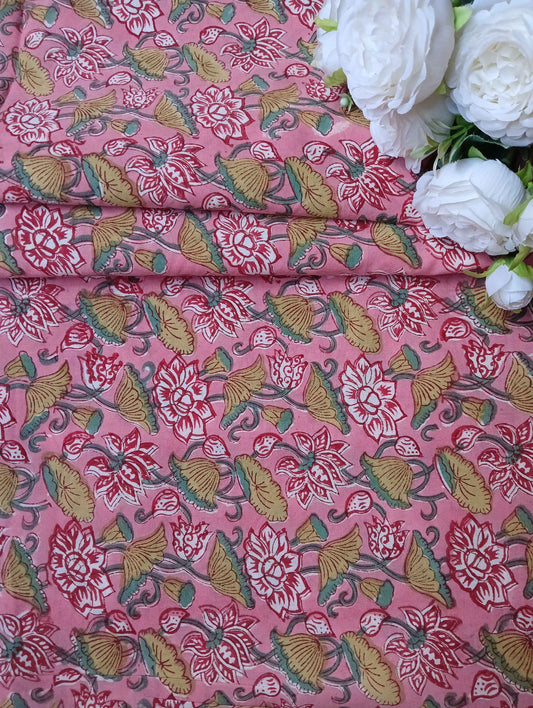 Pure Soft Cotton Handblock Printed Fabric