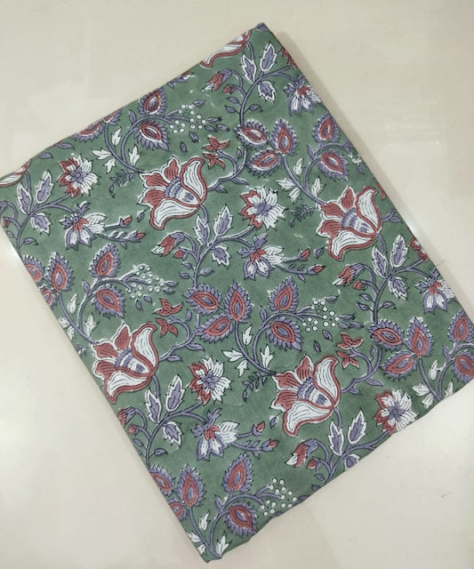 Pure Soft Cotton Handblock Printed Fabric