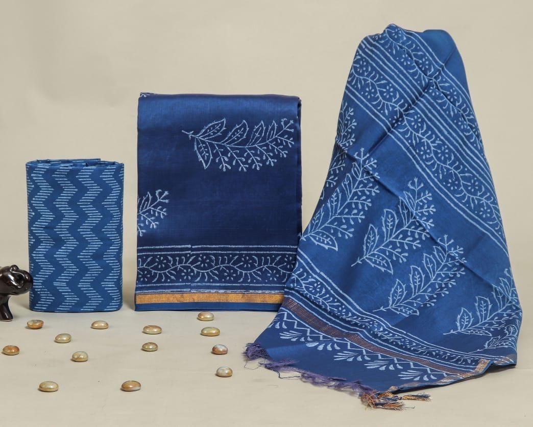 Designer Hand Painted Chanderi Silk Suit Set