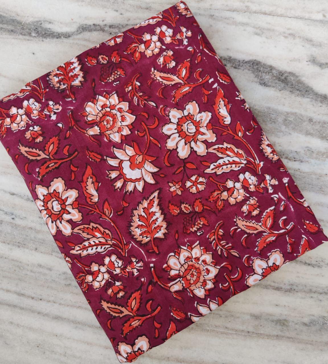 Pure Soft Cotton Handblock Printed Fabric