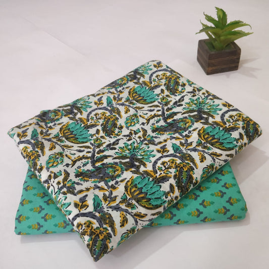 Pure Cotton Handblock Printed  2PC Top-Bottom Set