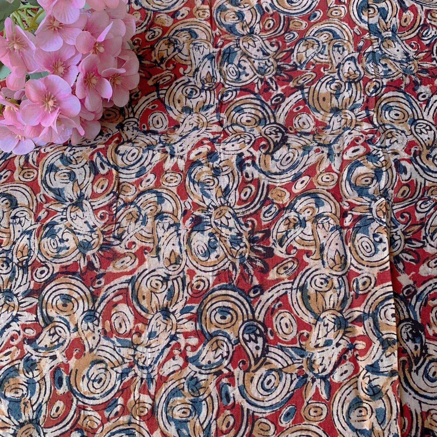 (Pre-cut 1.60m)Pure Soft Cotton HandBlock Printed Kalamkari Fabric