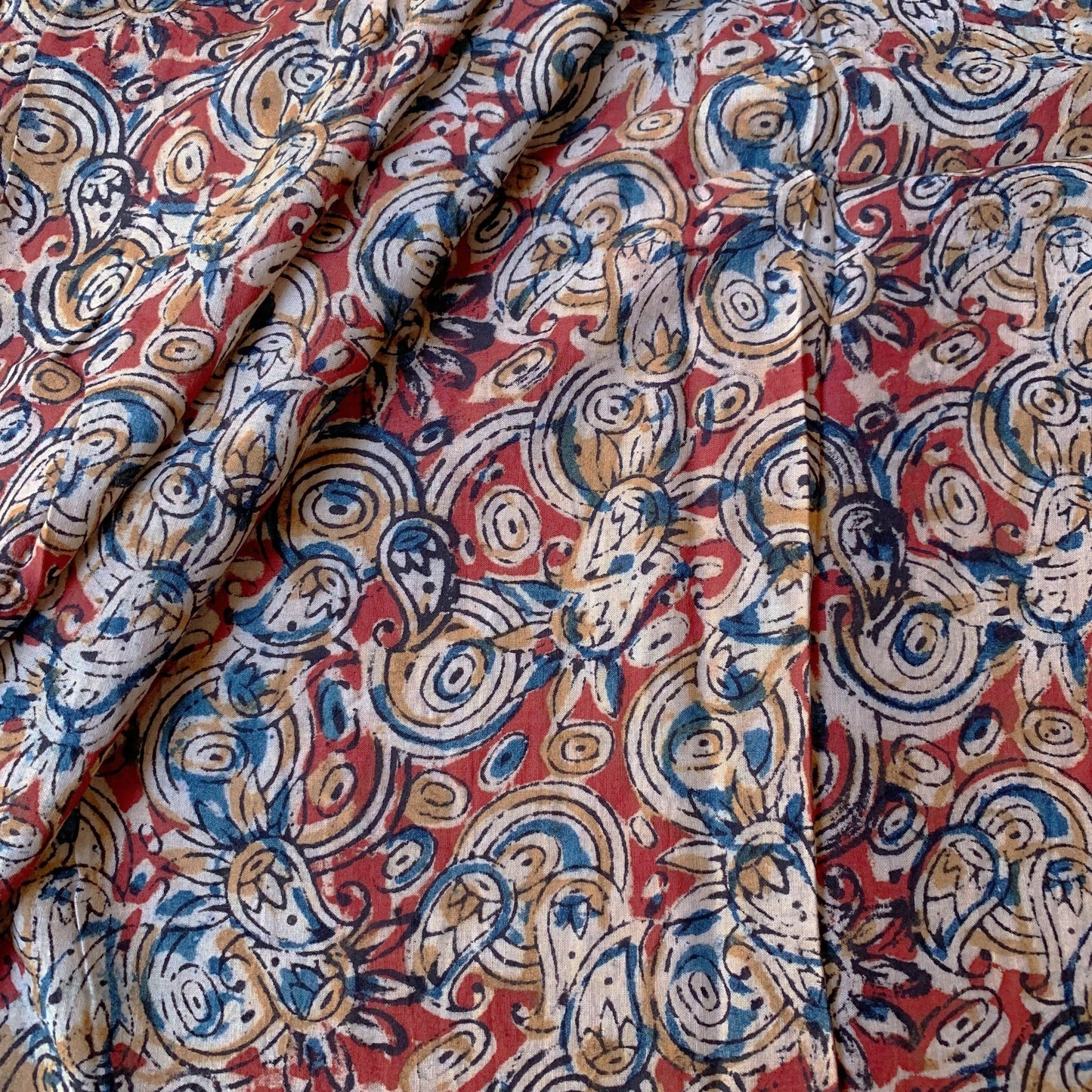 (Pre-cut 1.60m)Pure Soft Cotton HandBlock Printed Kalamkari Fabric