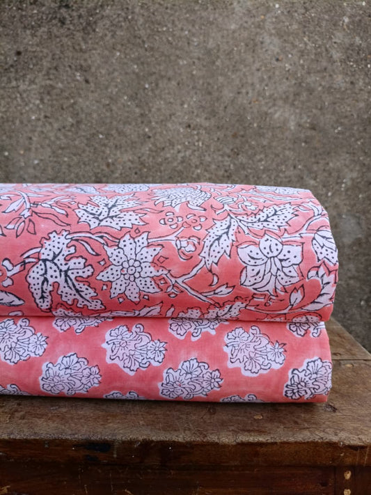 Pure Soft Cotton Jaipuri Handblock Printed 2PC Top-Bottom Suit Set