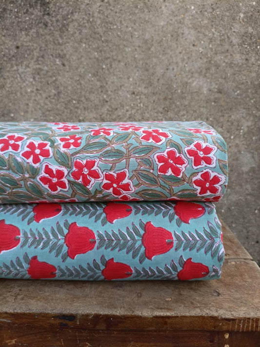 Pure Soft Cotton Jaipuri Handblock Printed 2PC Top-Bottom Suit Set