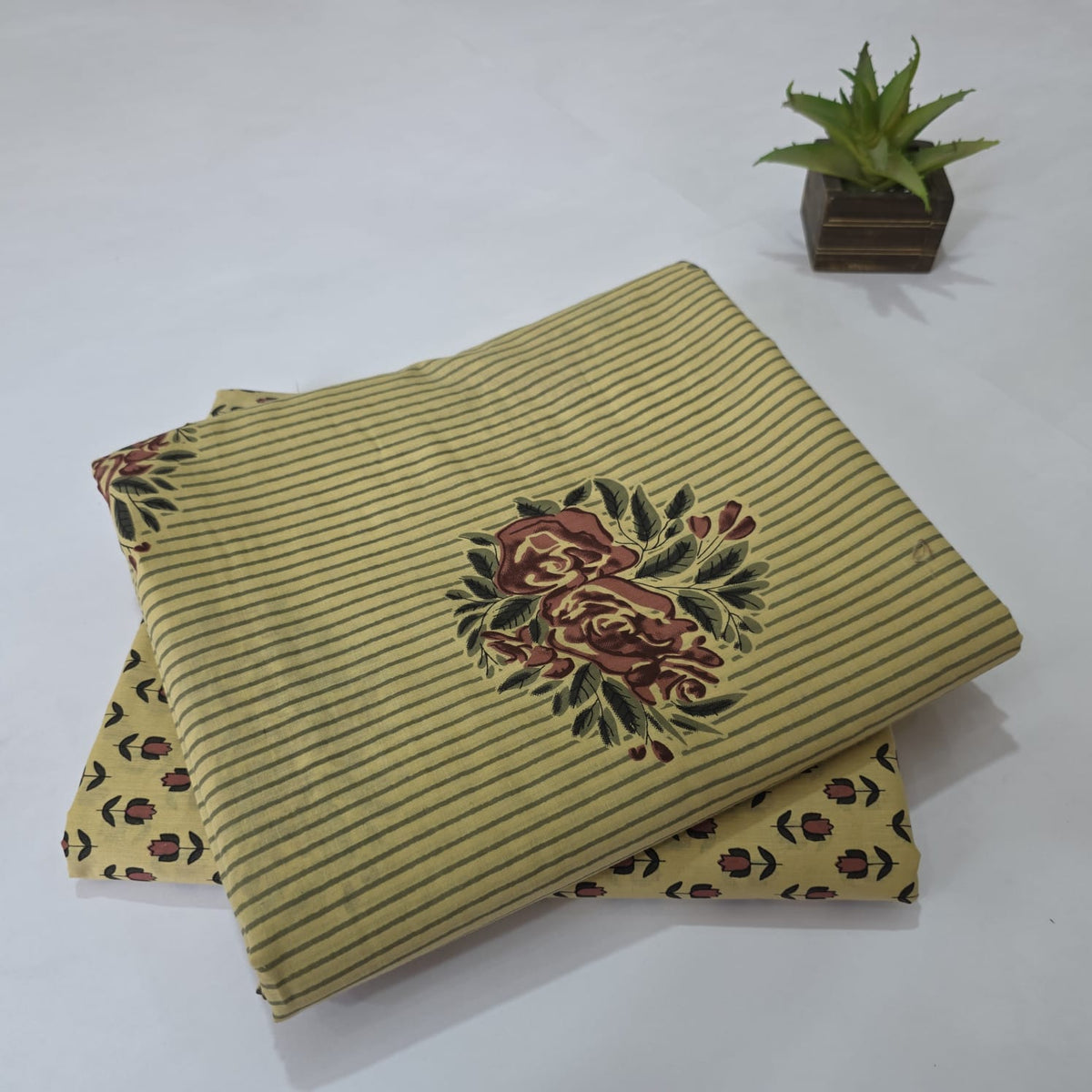 Pure Soft Cotton Handblock Printed 2PC Top-Bottom Suit Set