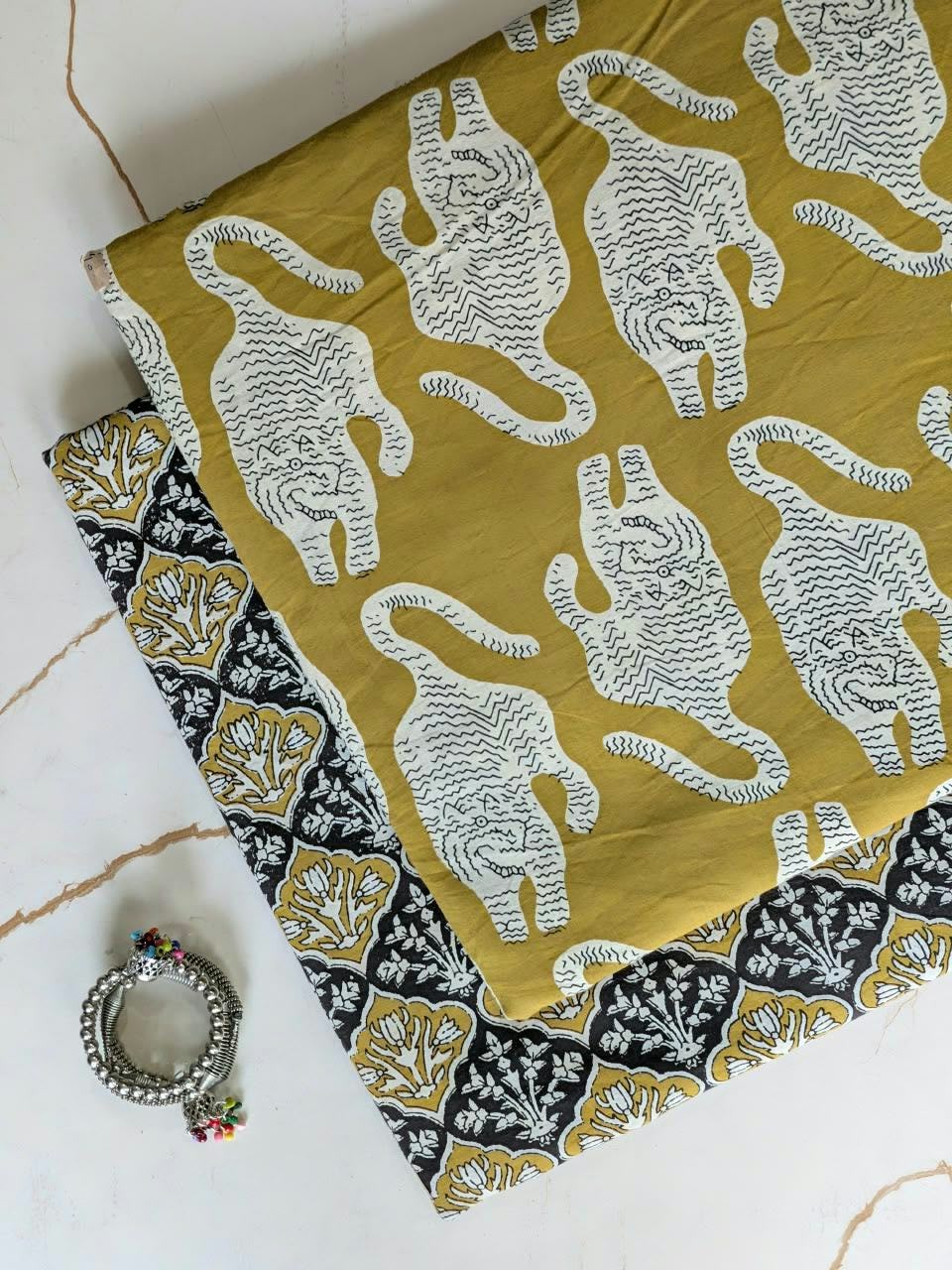 Pure Soft Cotton Handblock Printed 2PC Top-Bottom Suit Set (2.50 Meter Each)