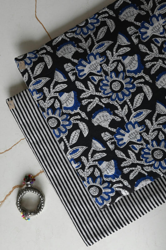 Pure Soft Cotton Handblock Printed 2PC Top-Bottom Suit Set (2.50 Meter Each)
