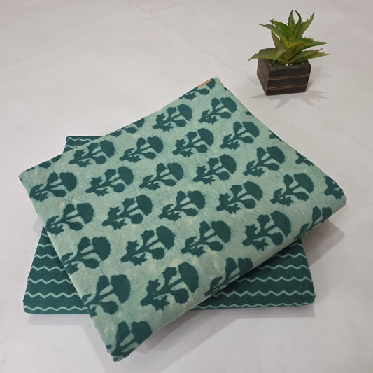 Pure Soft Cotton Handblock Printed 2PC Top-Bottom Suit Set