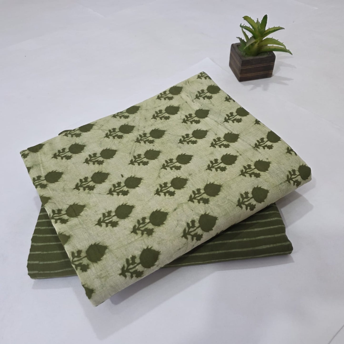 Pure Soft Cotton Handblock Printed 2PC Top-Bottom Suit Set