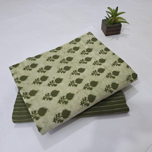 Pure Soft Cotton Handblock Printed 2PC Top-Bottom Suit Set