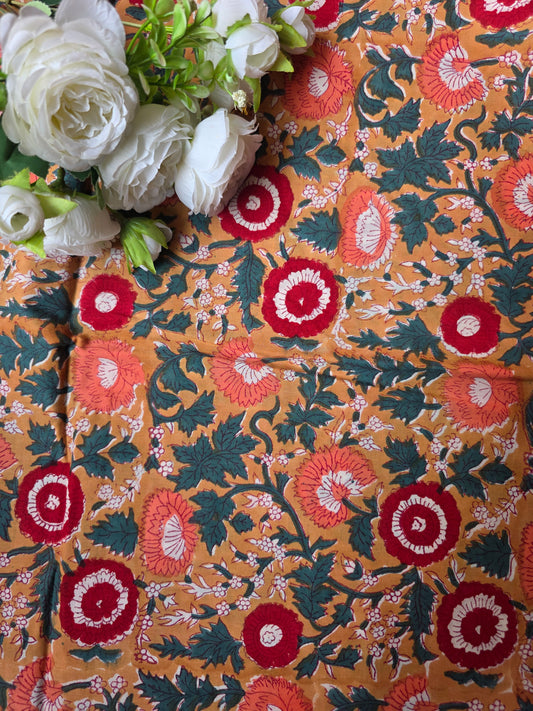Pure Soft Cotton Handblock Printed Fabric