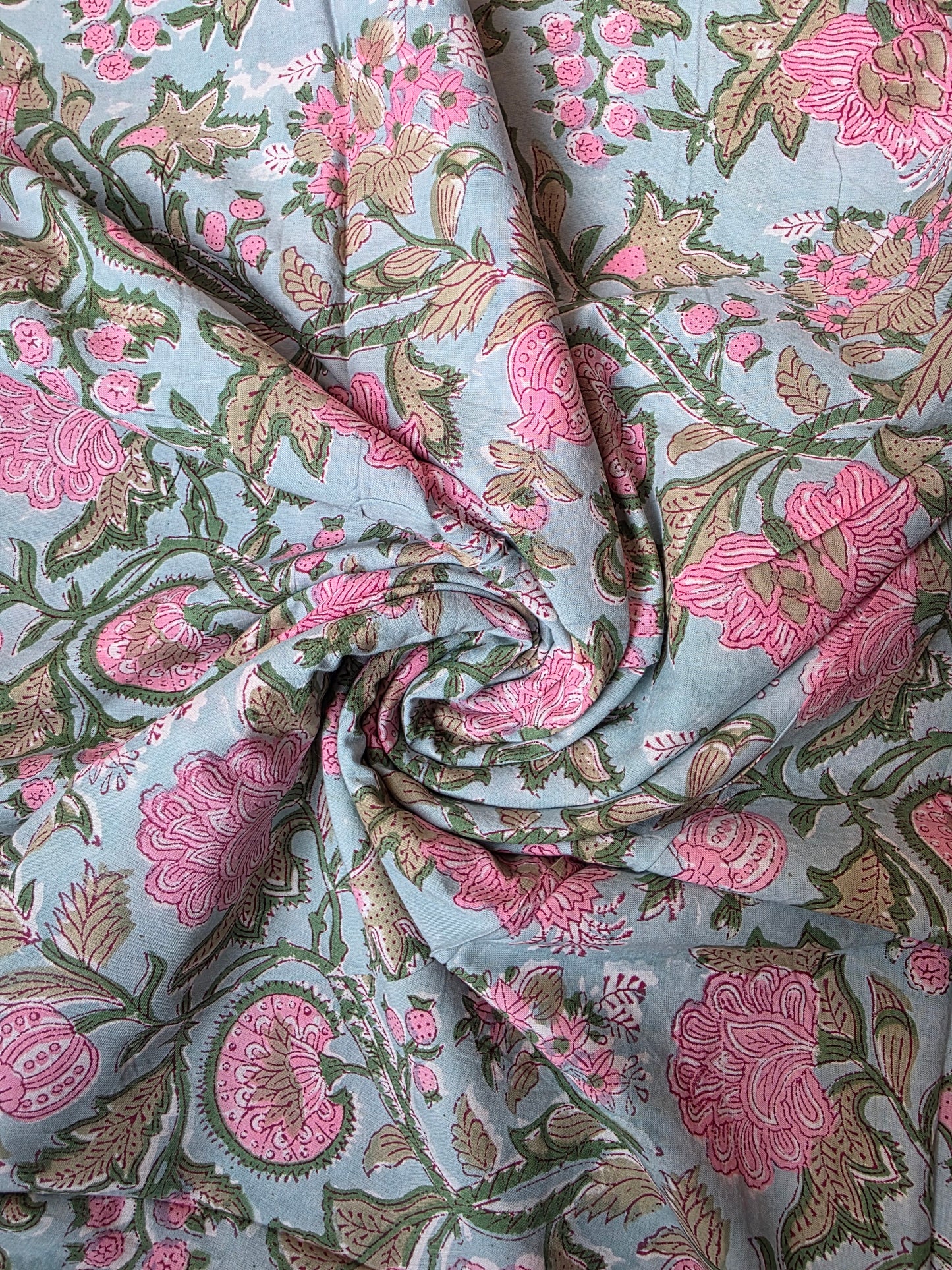 Pure Soft Cotton Handblock Printed Fabric