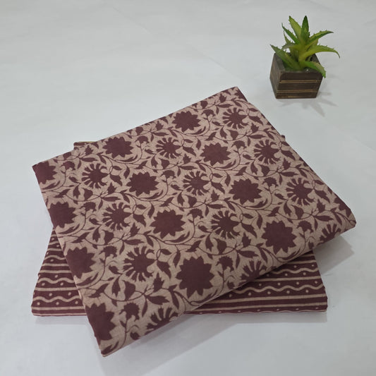 Pure Soft Cotton Handblock Printed 2PC Top-Bottom Suit Set