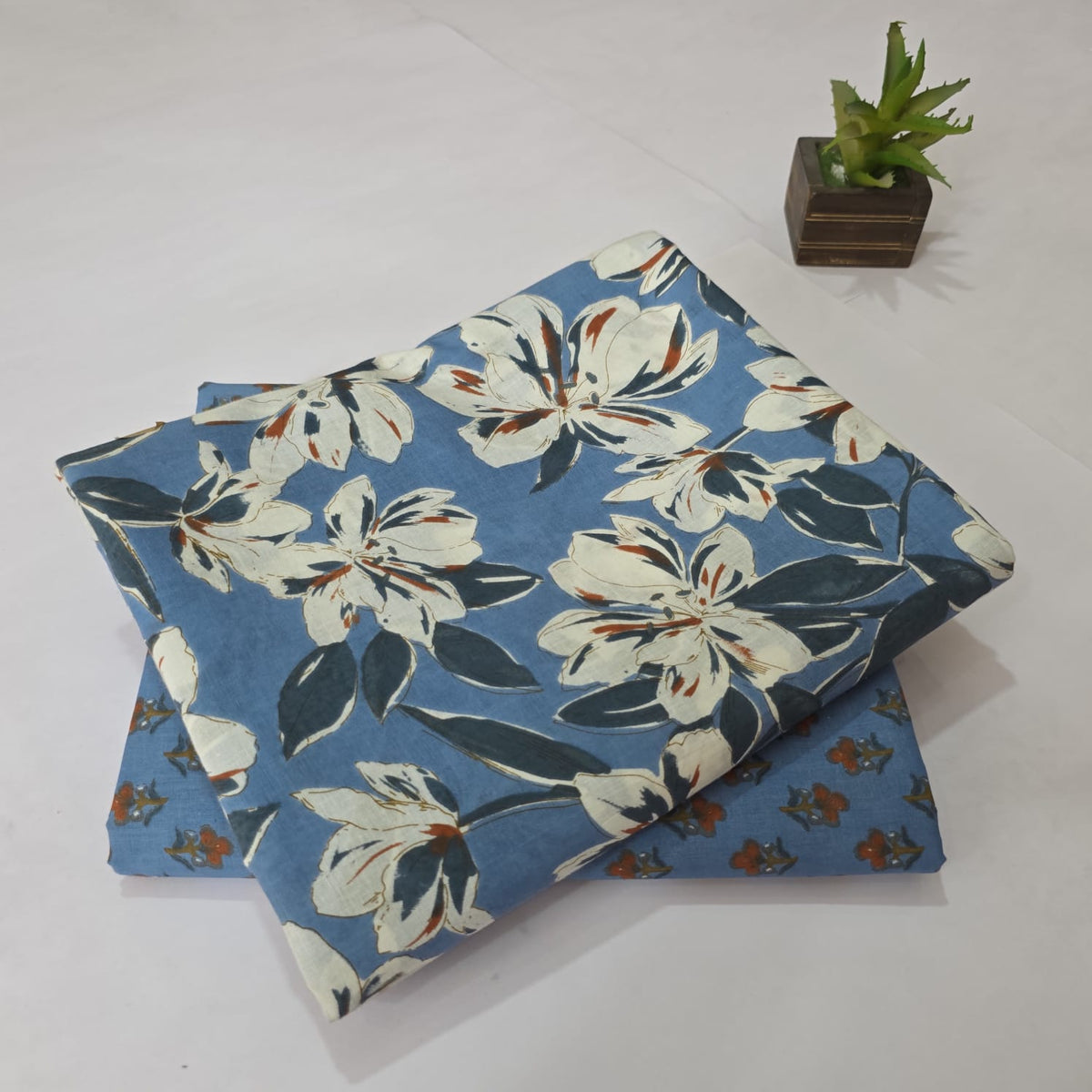 Pure Soft Cotton Handblock Printed 2PC Top-Bottom Suit Set