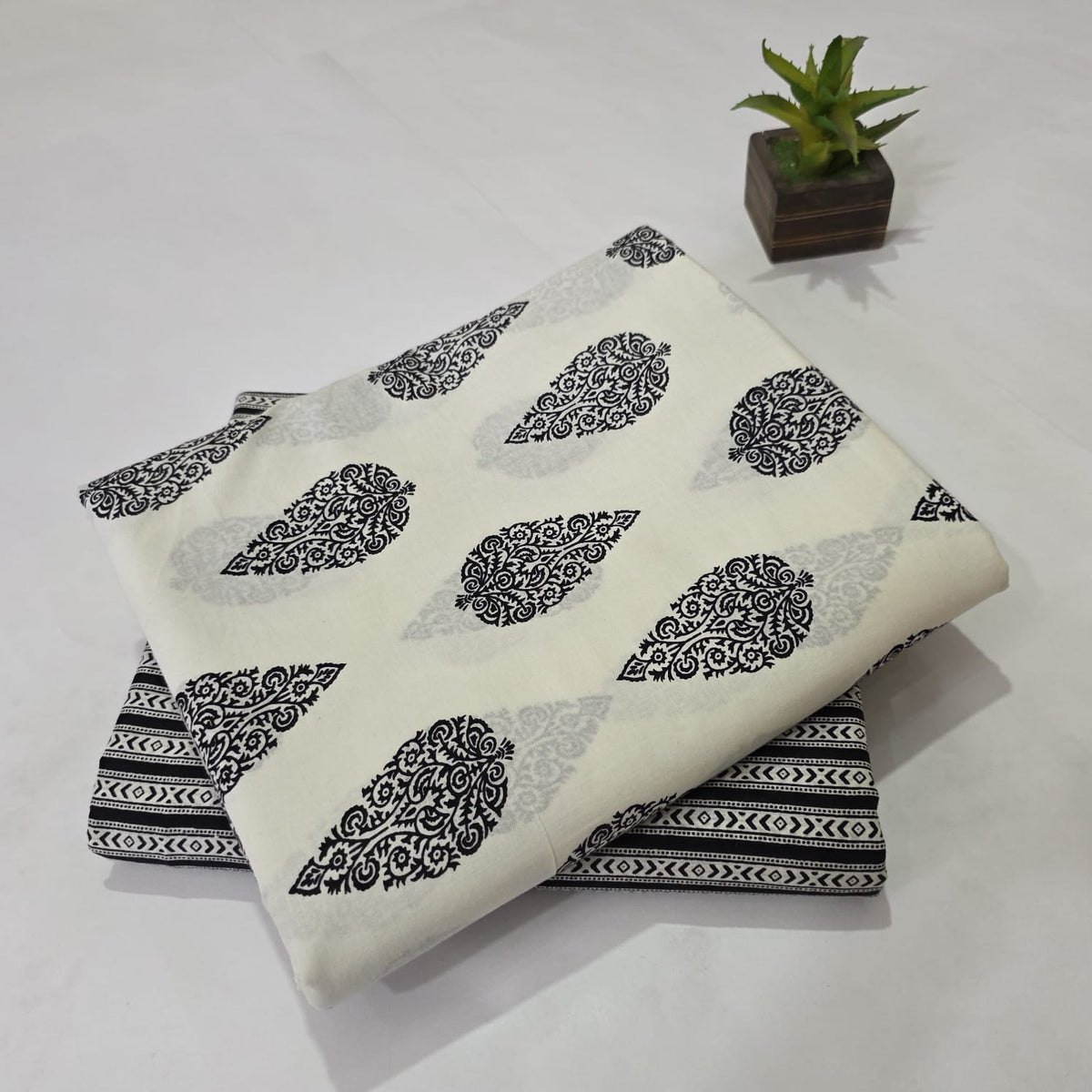Pure Soft Cotton Handblock Printed 2PC Top-Bottom Suit Set