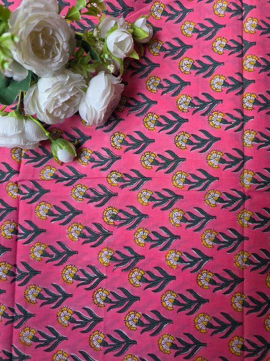 Pure Soft Cotton Handblock Printed Fabric