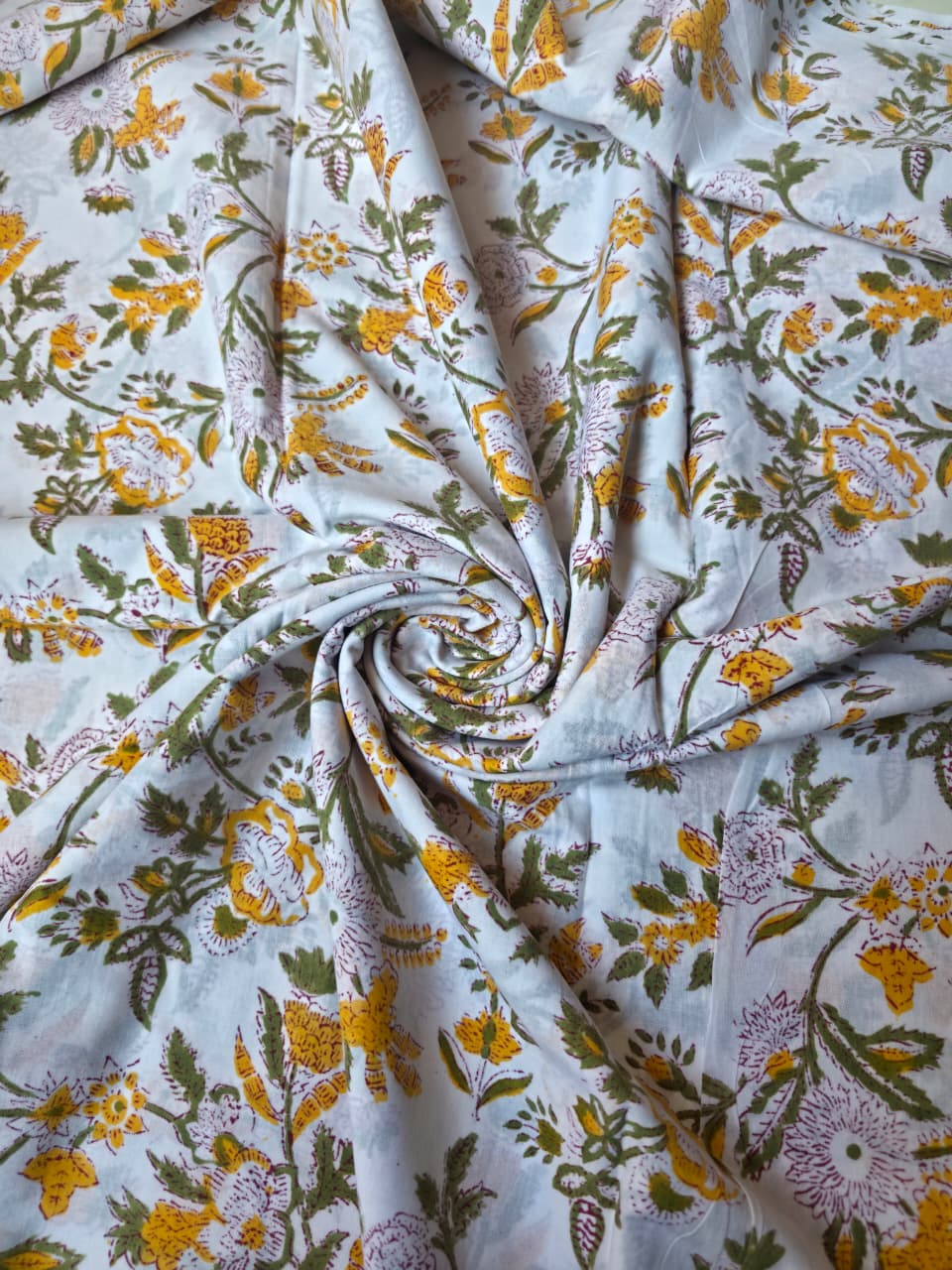 Pure Soft Cotton Handblock Printed Fabric