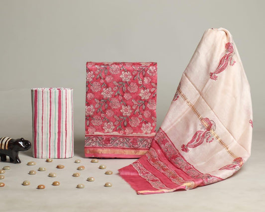 Designer Hand Painted Chanderi Silk Suit Set