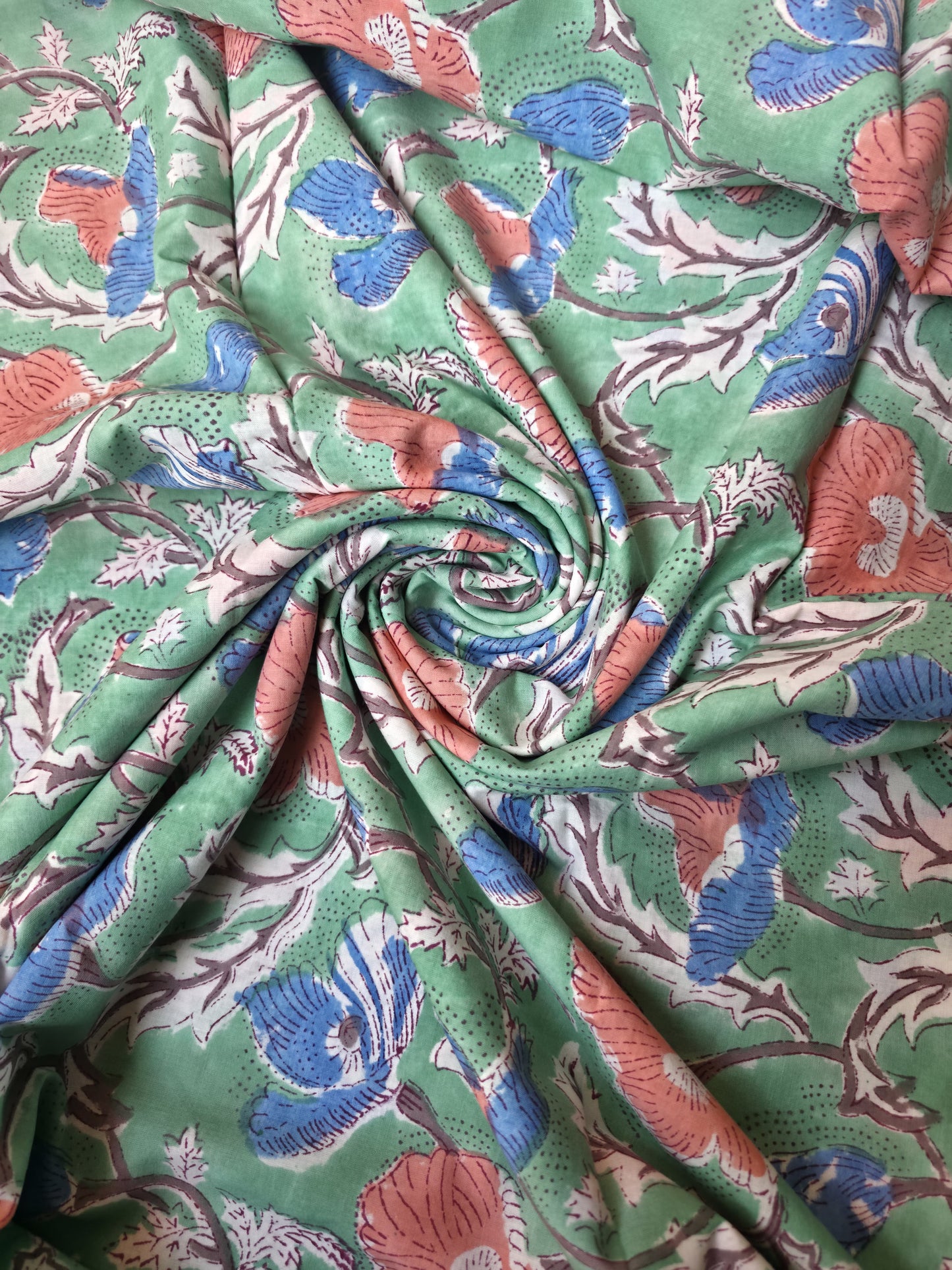 Pure Soft Cotton Handblock Printed Fabric