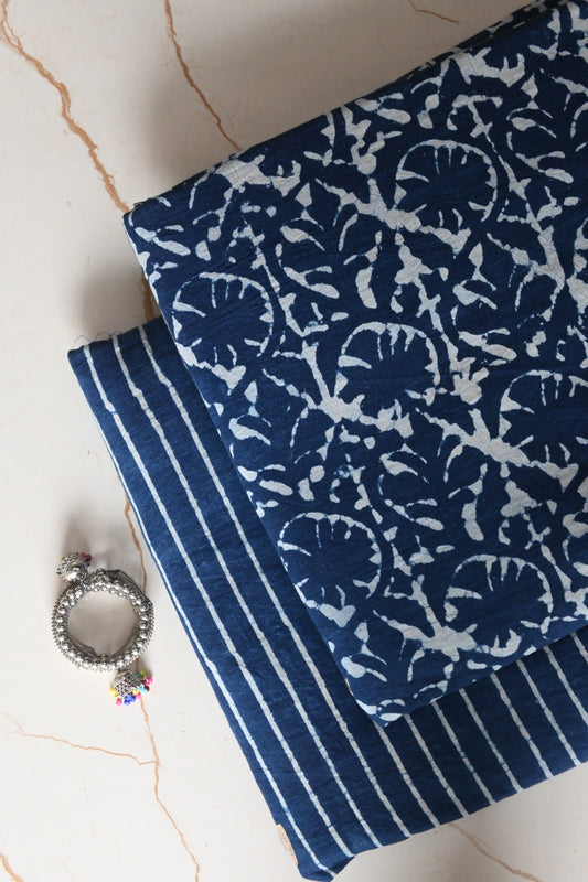 Pure Soft Cotton Handblock Printed 2PC Top-Bottom Suit Set (2.50 Meter Each)