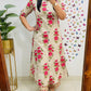Premium Floral Fine Cotton Printed A-Line Pattern Kurti-Palazzo Set
