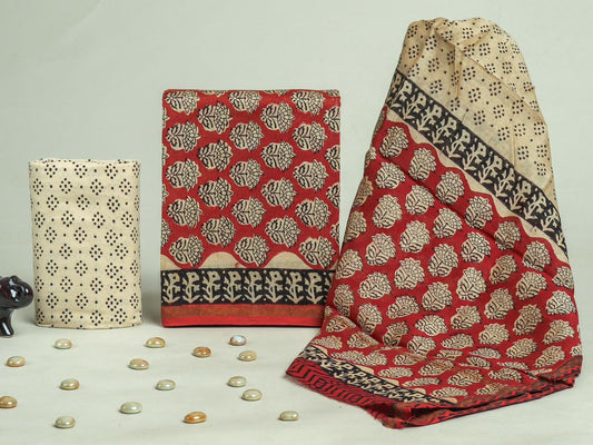 Designer Handblock Printed Chanderi Silk Suit Set