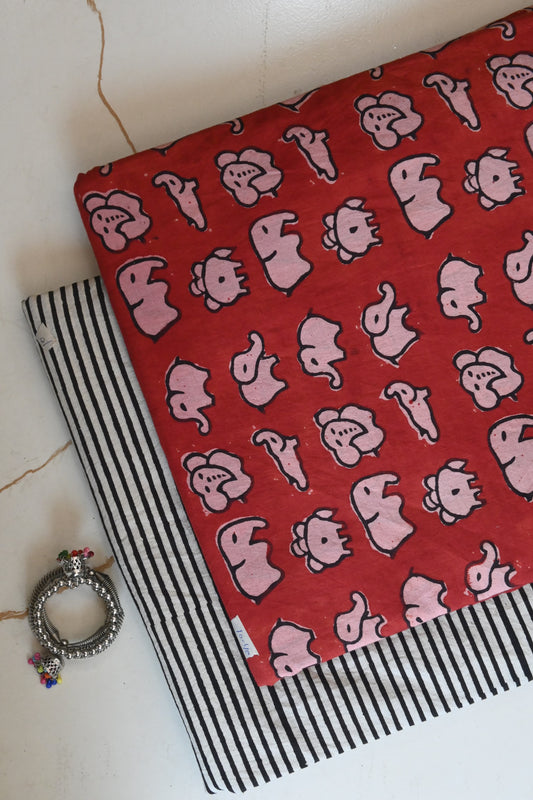 Pure Soft Cotton Handblock Printed 2PC Top-Bottom Suit Set (2.50 Meter Each)