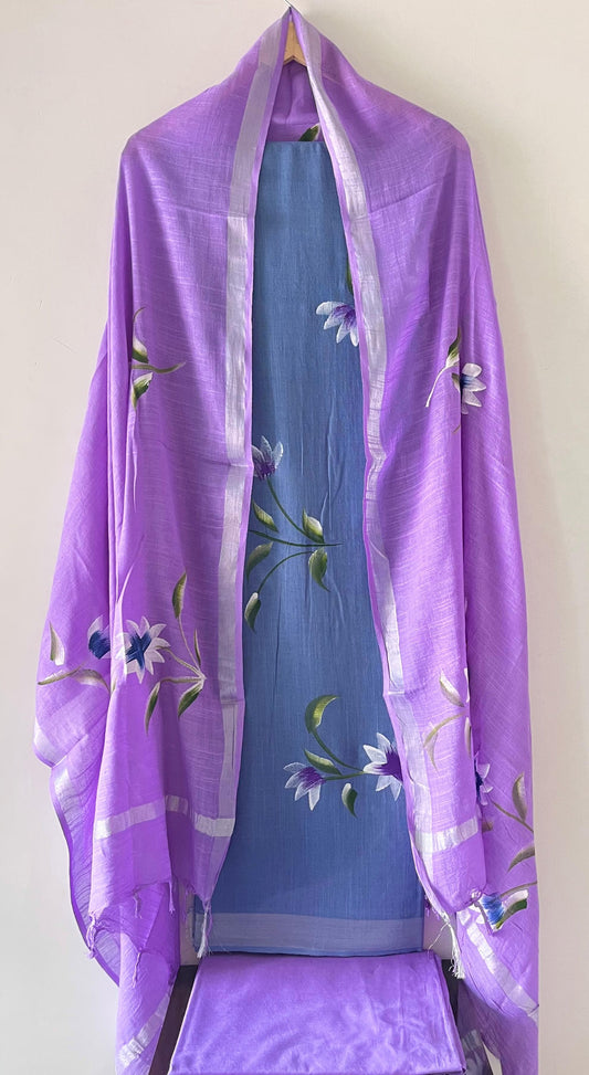 Premium Cotton Linen Hand Block Printed Cotton Linen Suit Set
