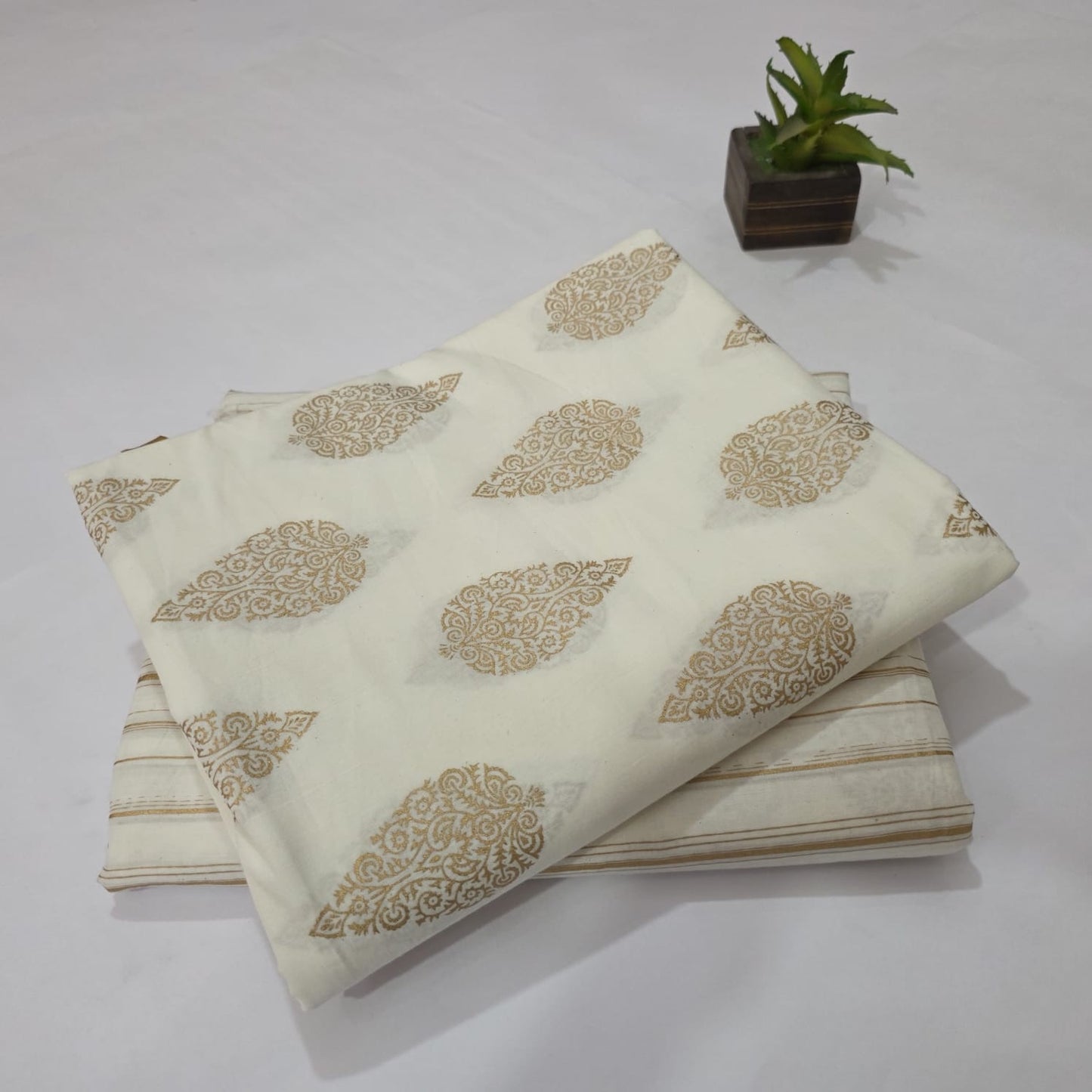 Pure Soft Cotton Handblock Printed 2PC Top-Bottom Suit Set