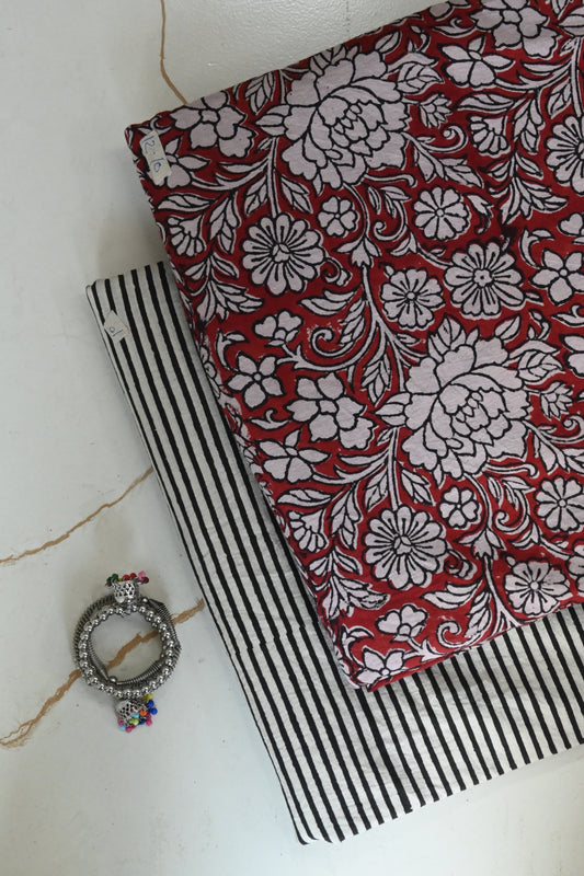 Pure Soft Cotton Handblock Printed 2PC Top-Bottom Suit Set (2.50 Meter Each)