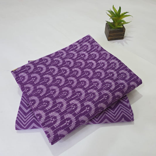 Pure Lurex Cotton Handblock Printed 2PC Top-Bottom Suit Set