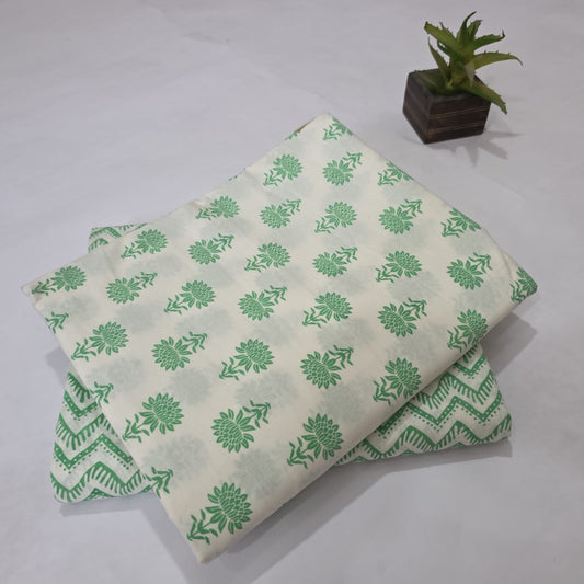 Pure Soft Cotton Handblock Printed 2PC Top-Bottom Suit Set