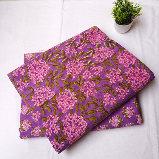 Pure Soft Cotton Handblock Printed 2PC Top-Bottom Suit Set