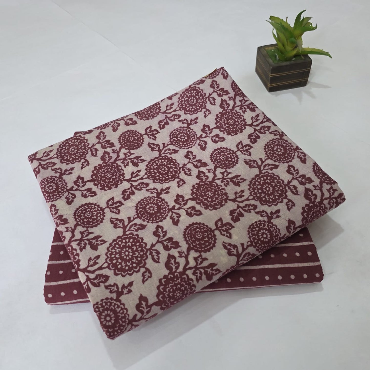 Pure Soft Cotton Handblock Printed 2PC Top-Bottom Suit Set