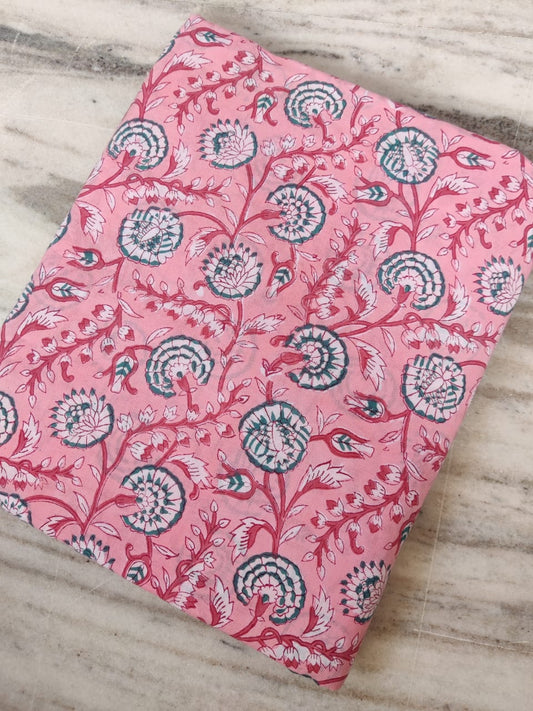 (Pre-cut 2 Meter) Pure Soft Cotton Hand Block Printed Fabric