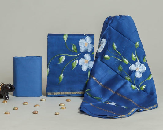 Designer Hand Painted Chanderi Silk Suit Set