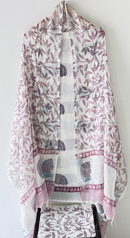 Premium Cotton Linen Hand Block Printed Cotton Linen Suit Set
