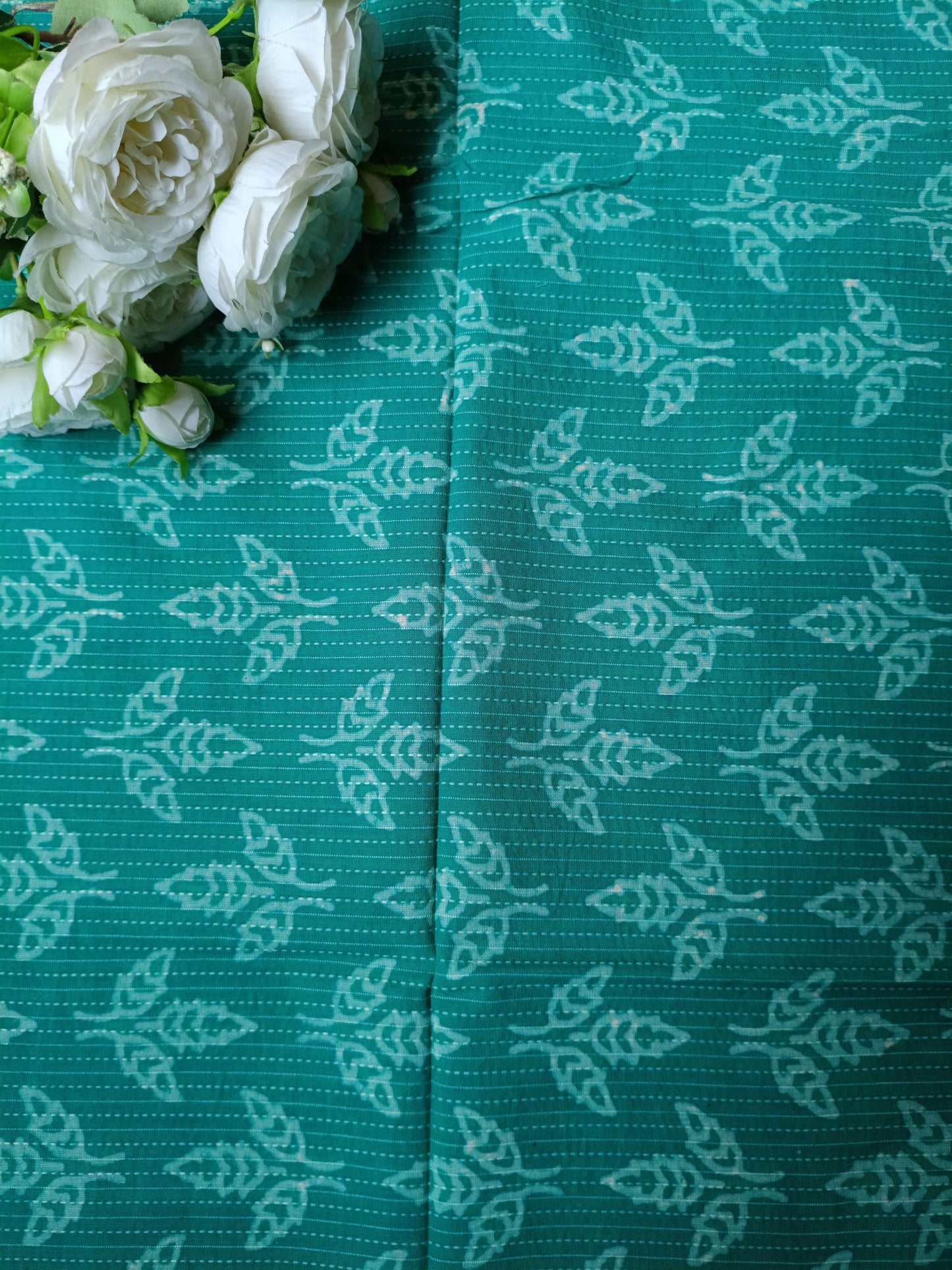 (Pre-cut 1.90 Meter) Pure Soft Cotton Hand Block Printed Kantha Fabric